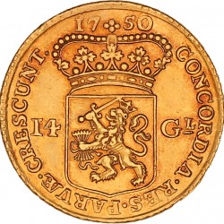 Gouden rijder van 14 gulden. Holland. 1750. Prachtig.