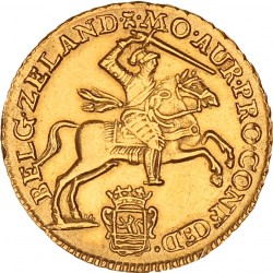 Halve gouden rijder van 7 gulden. Zeeland. 1761. Zeer Fraai +.