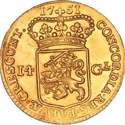 Gouden rijder van 14 gulden. Holland. 1751. Prachtig -.