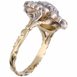 Geelgouden entourage ring, met 18 diamanten - 14 kt.