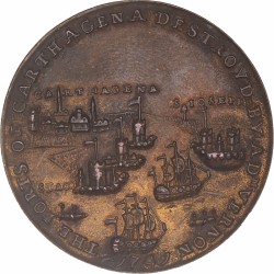 Great Britain. 1741. The battle of Cartagena de Indias - The forts of Cartagena destroyd by Adm. Vernon.