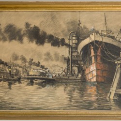 Jaap Lindeijer (Rotterdam 1896-1976), Havengezicht Rotterdam.