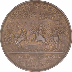 German states. Prussia. 1745. The victory of the Prussian at the battle of Friedberg.