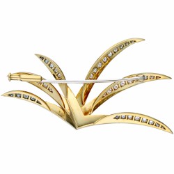 Geelgouden design broche, met ca. 1.20 ct. diamant - 18 kt.