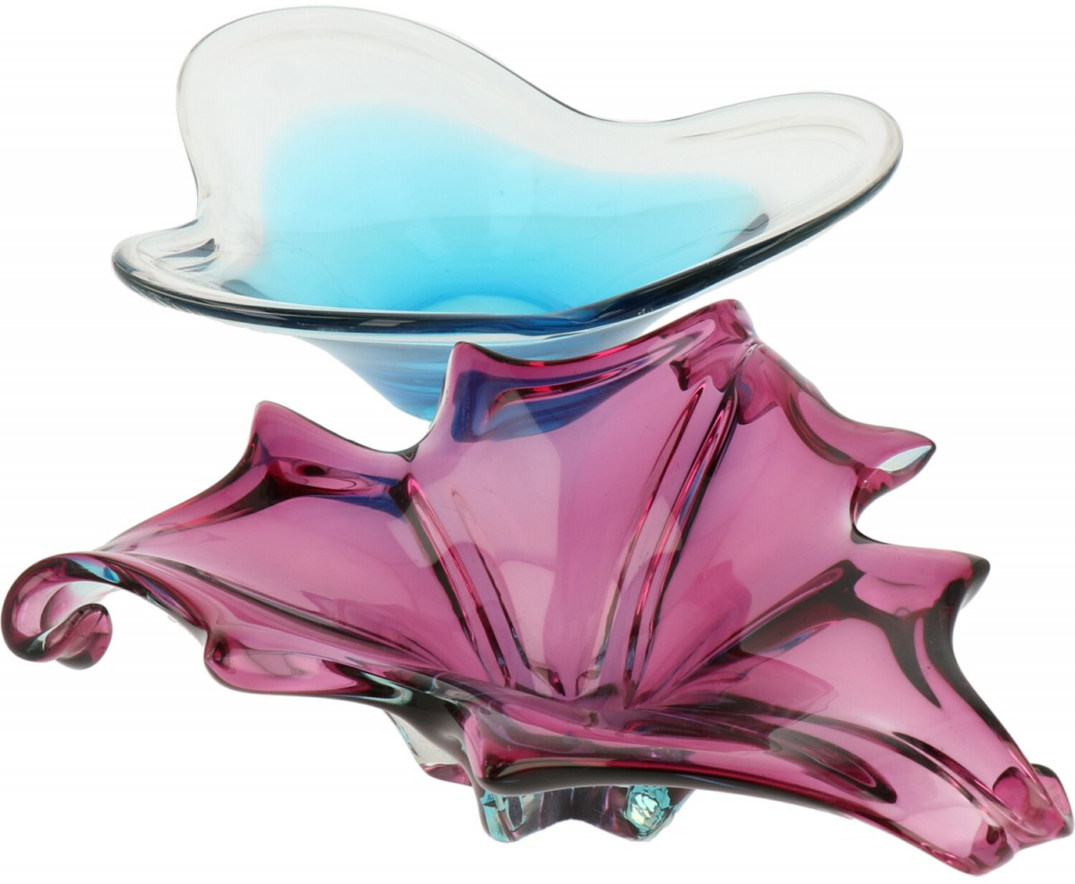 Een (2) delige set Murano-glas, Italië, mid. 20e eeuw.