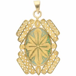 Geelgouden filigrain hanger, met jade - 20 kt.