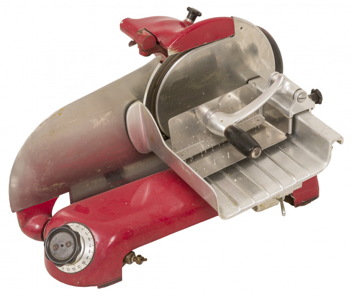 Een gietijzeren "Berkel" type 114 snijmachine.
