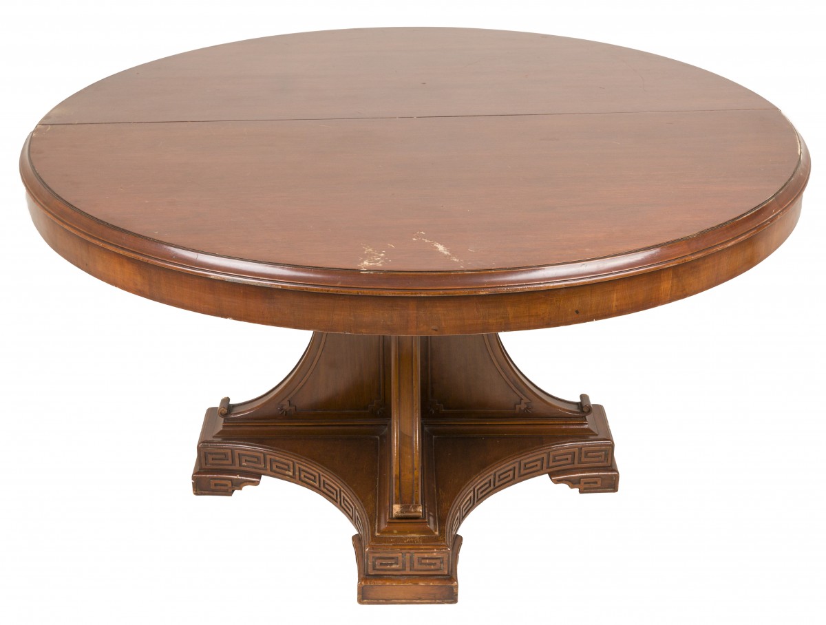 Een massief mahonie coulissetafel met drie bijbehorende tussenbladen. ca. 1900.