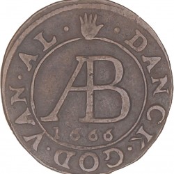 Spanish Netherlands. Antwerpen. 1666. Breadtoken of the 'Armen camer'.