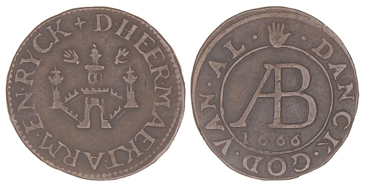 Spanish Netherlands. Antwerpen. 1666. Breadtoken of the 'Armen camer'.