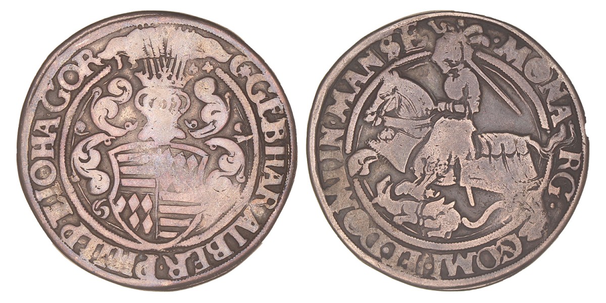 German states. Mansfeld - Schraplau. Gebhard VII, Albrecht VII, Philipp II und Johann Georg I. Thaler. 1544.