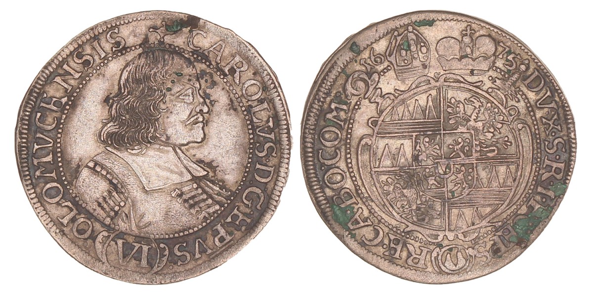 Austrian states. Olmütz. Karl II von Liechtenstein-Castelcorn. 6 Kreuzer. 1675.