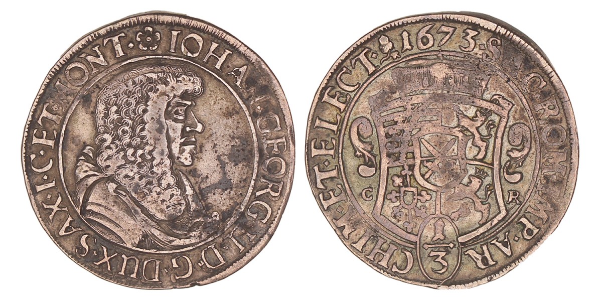 German states. Saxony - Albertine line. Johan Georg II. 1/3 Thaler. 1674.