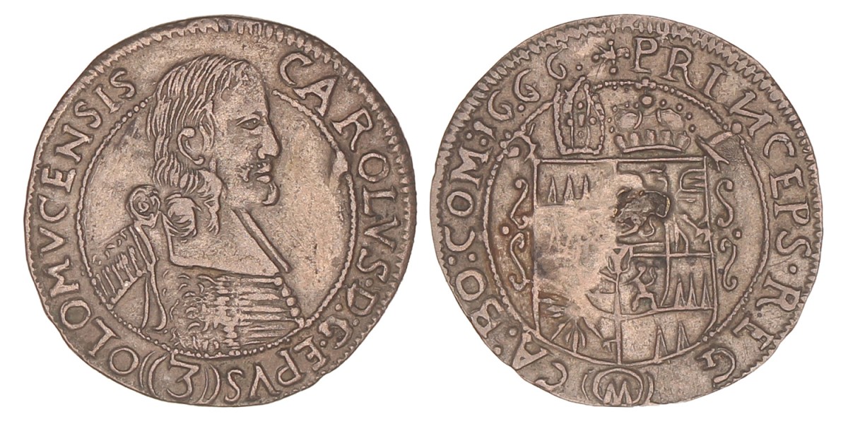 Austrian states. Olmütz. Karl II von Liechtenstein-Castelcorn. 3 Kreuzer. 1666.