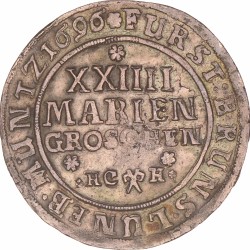 German states. Brunswick - Wolfenbüttel. Rudolph August and Anton Ulrich. 24 Mariengroschen. 1696 HCH.