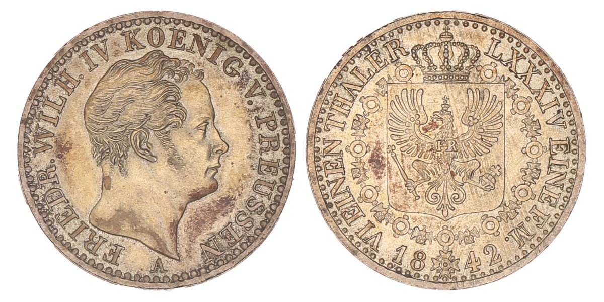 German states. Prussia. Friedrich Wilhelm IV. 1/6 Thaler. 1842 A.