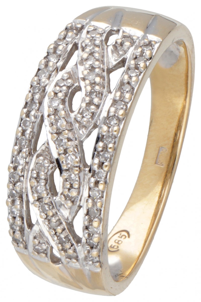 14 kt. Geelgouden ring bezet met ca. 0.24 ct. diamant.