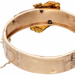 14 kt. Roségouden antieke armband bezet met zaadparels.