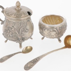 Condiment set zilver.