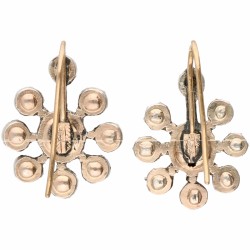 Zilveren rozet oorbellen, met diamant - 925/1000.