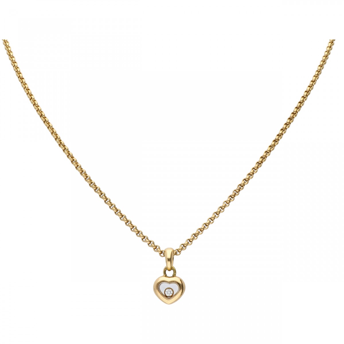 Geelgouden Chopard Happy Diamonds collier, met ca. 0.02 ct. diamant - 18 kt.