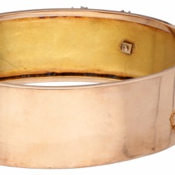 Antieke 14 kt. roségouden armband bezet met roos geslepen diamant in zilver.