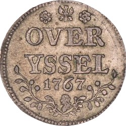 Achtste stuiver of Duit -'Prinsenduit'-. Afslag in zilver. 1767. Zeer Fraai / Prachtig.