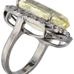 Sterling zilveren ring bezet met citrien, saffier en diamant.