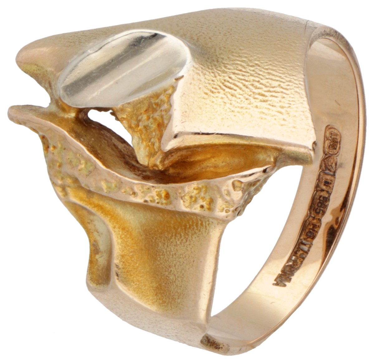14 kt. Geelgouden 'Geysir' ring, gecombineerd met platina, door Björn Weckström voor Lapponia.