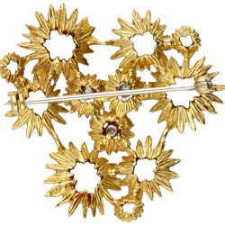 18 kt. Geelgouden geëmailleerde broche bezet met ca. 0.12 ct. diamant.