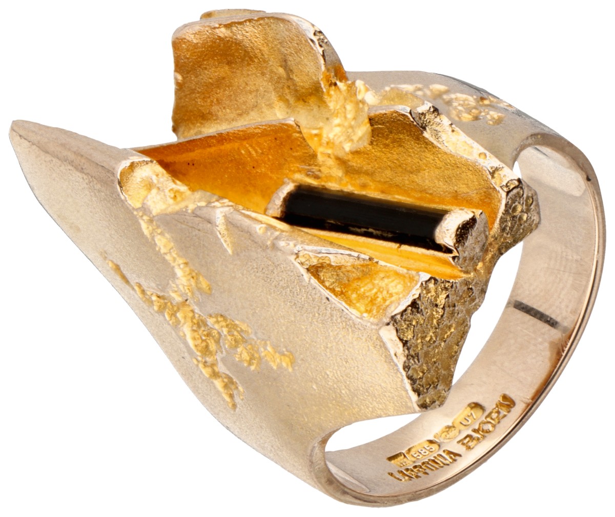 14 kt. Geelgouden 'Tourmaline River' ring door Finse designer Björn Weckström voor Lapponia.