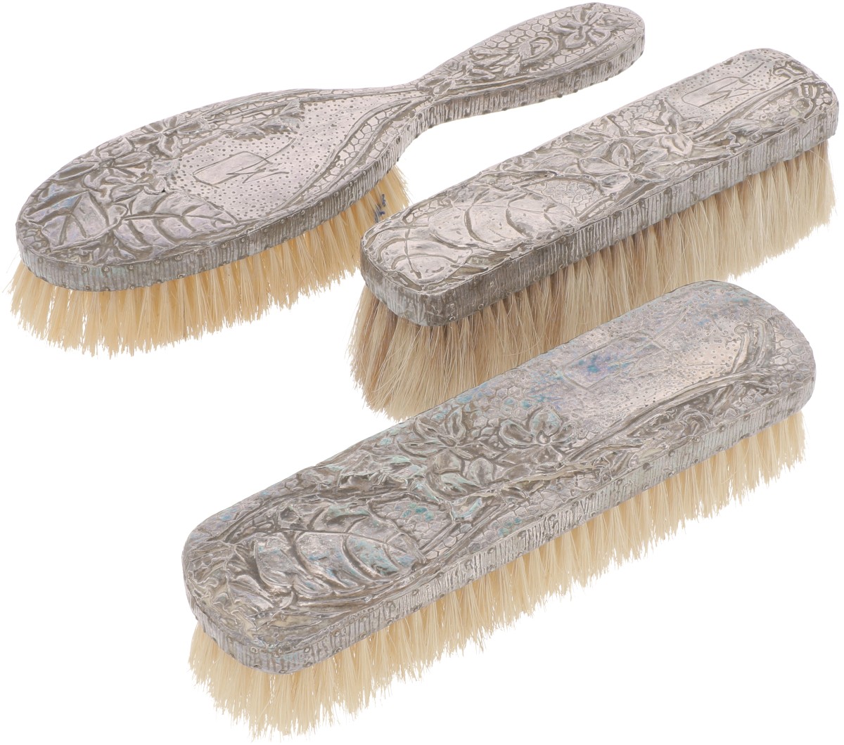 (3) delige borstel set zilver.
