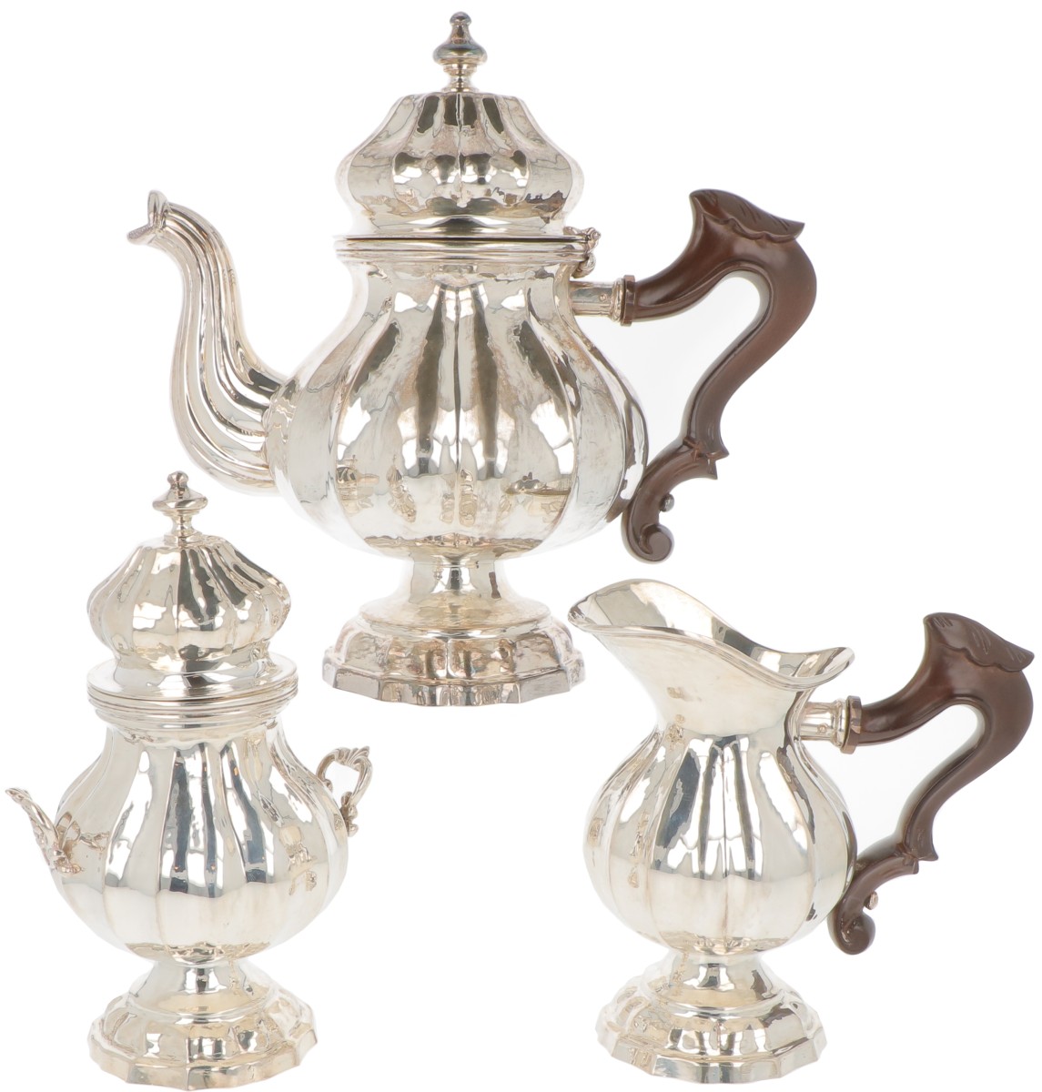 (3) delig koffieservies zilver.