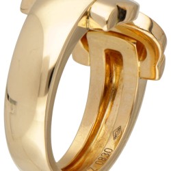 18 kt. Geelgouden Cartier 'Double C' ring.