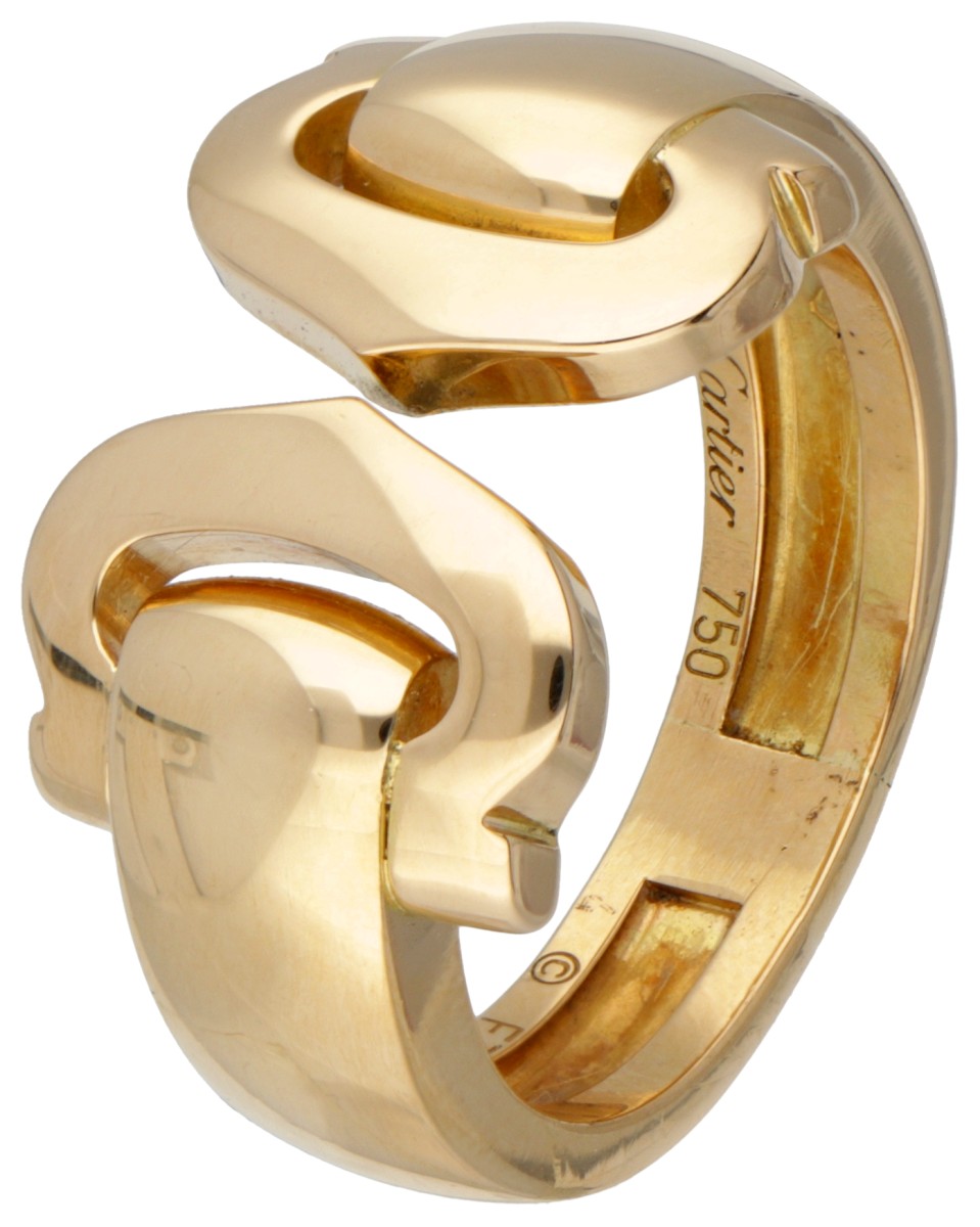 18 kt. Geelgouden Cartier 'Double C' ring.