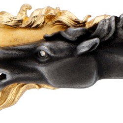 18 kt. Geelgouden Carrera Y Carrera 'Double Horse Head' armband bezet met diamant.