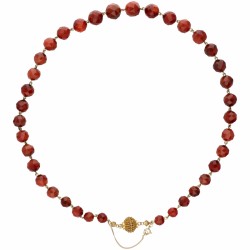 Collier van rode agaat met een geelgouden sluiting - 14 kt.