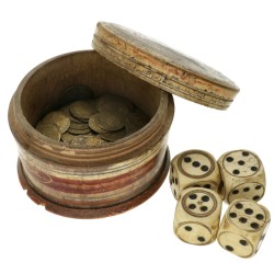 German States. Nürnberg. Early 19th century. Playing tokens in original wooden case and 4 dices.