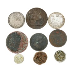 Ceylon. Lot (9) Silver and Copper Coins. 1800 - 1900.