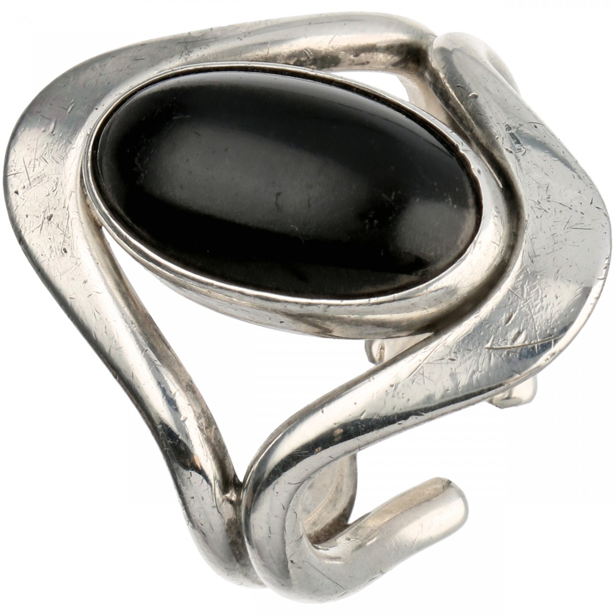 Zilveren N.E. From ring, met onyx - 925/1000.