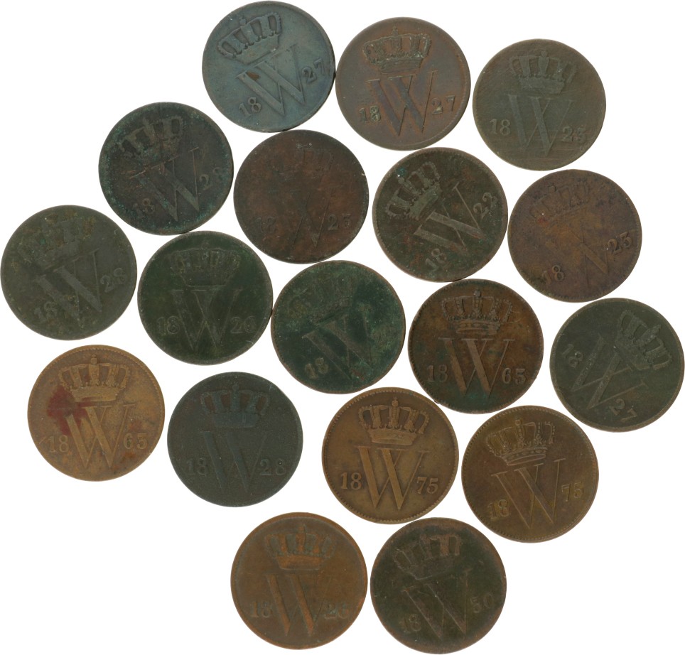 Lot (18) 1 Cent. Willem I. 1822 - 1875. Gemiddeld Zeer Fraai.