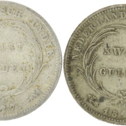 Lot (2) ¼ Gulden. Willem I. 1827 en 1840. Gemiddeld Zeer Fraai.