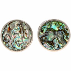 Zilveren design manchetknopen, met abalone schelp - 925/1000.