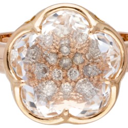 Pasquale Bruni 'Bon Ton' 18 kt. roségouden ring bezet met bergkristal en diamant.