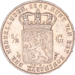 VERWIJDEREN UIT DROP ½ Gulden. Willem II. 1848. Zeer Fraai / Prachtig.