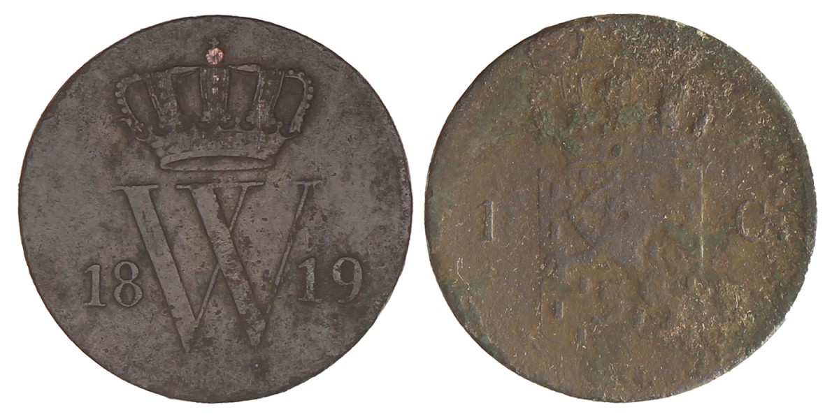 1 Cent. Willem I. 1819 U. Zeer Goed / Fraai.