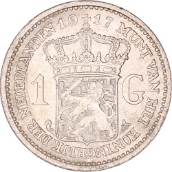 1 Gulden. Wilhelmina. 1917. Prachtig.