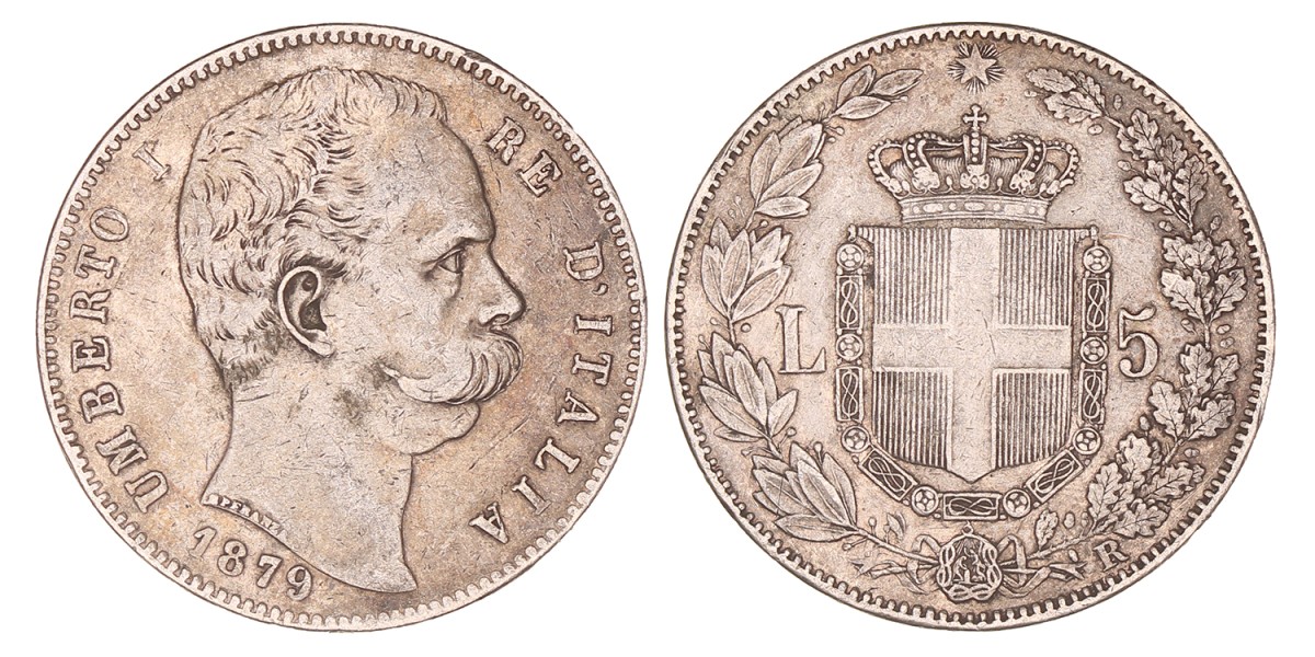 Italy. Kingdom. Umberto I. 5 Lire. 1879 R.