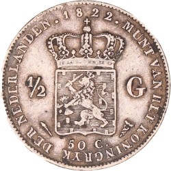 ½ Gulden. Willem I. 1822 U zonder volledige naam van Michaut. Zeer Fraai / Prachtig.