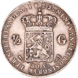 ½ Gulden. Willem I. 1822 U zonder volledige naam van Michaut. Zeer Fraai / Prachtig.